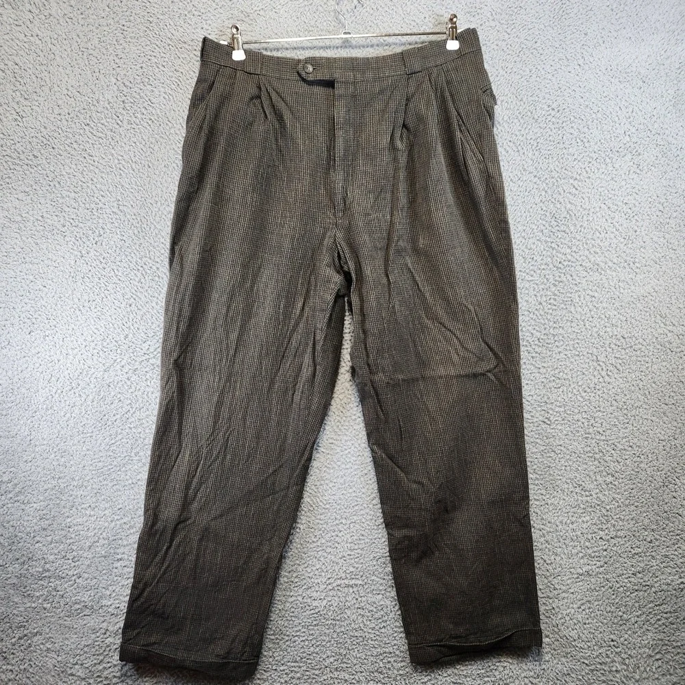Keaton Chase Grid Cuffed Trouser Pants Men's (Fits 36x29) Retro Business Casual‎